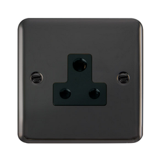 Click Deco Plus Black Nickel 1G 5A Round Pin Single Socket Black Insert
