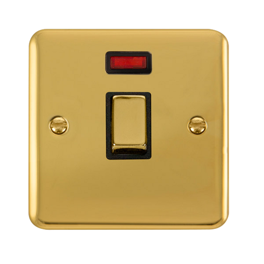 Click Deco Plus Polished Brass 1G 20A DP Switch & Neon Black Insert