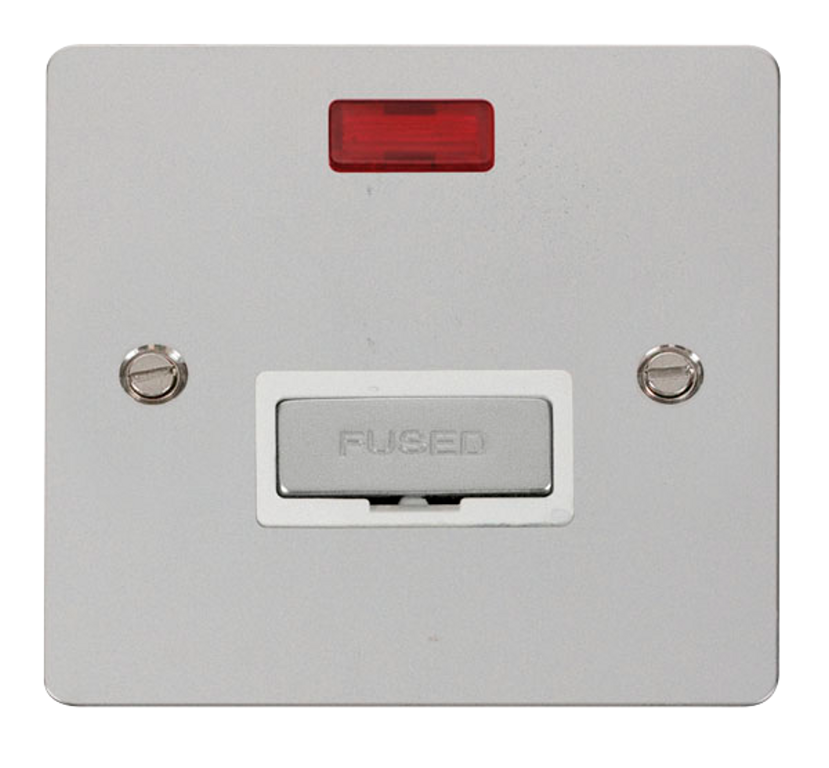 Click Define Polished Chrome 1G 13A Unswitched Fused Connection Unit & Neon White Insert