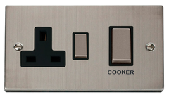 Click Deco Stainless Steel 2G 45A DP Cooker Control Unit Black Insert