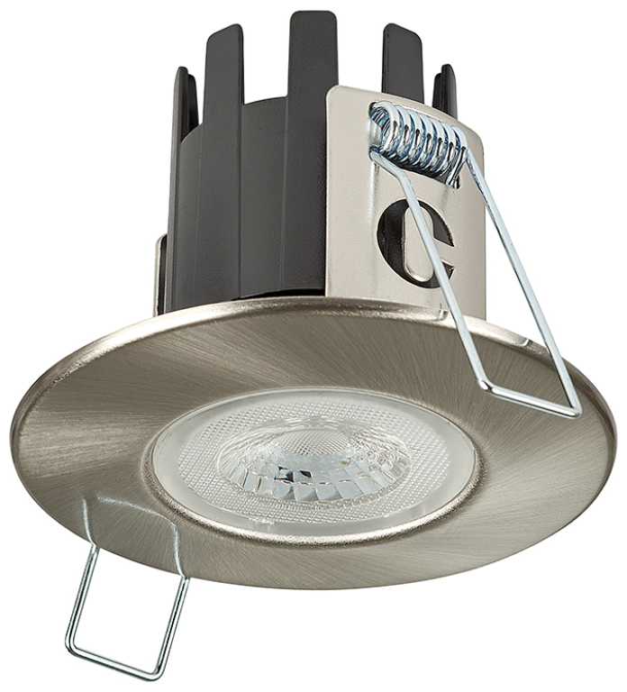 Collingwood H2Lite Brushed Steel Fixed Warm White IP65 Fire Rated Downlight
