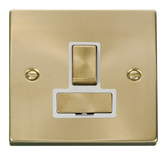 Click Deco Satin Brass 1G 13A Switched Fused Connection Unit White Insert