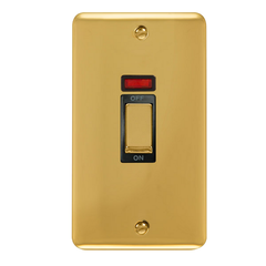 Click Deco Plus Polished Brass 2G 45A DP Vertical Switch & Neon Black Insert