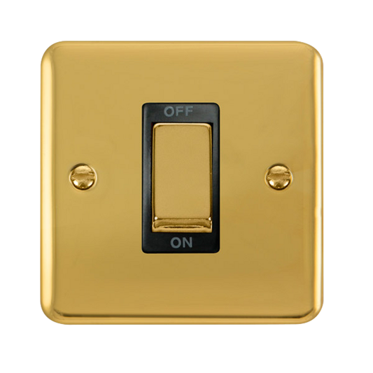 Click Deco Plus Polished Brass 1G 45A DP Switch Black Insert
