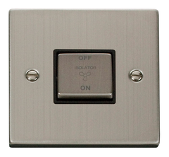 Click Deco Stainless Steel 1G Fan Isolator Switch Black Insert