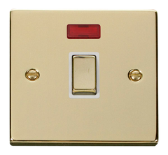 Click Deco Polished Brass 1G 20A DP Switch & Neon White Insert