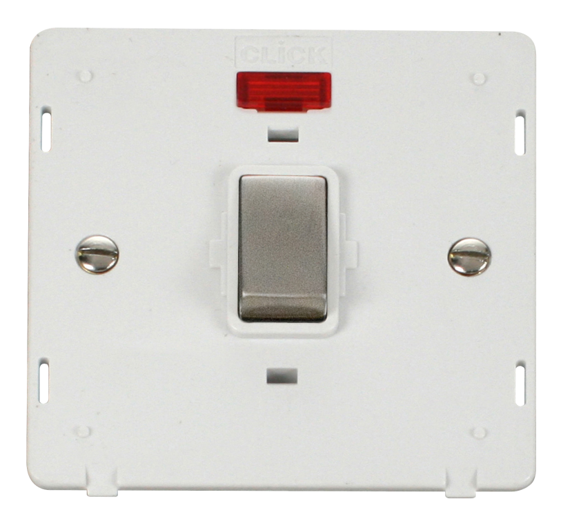 Click Definity Screwless Stainless Steel 1G 20A DP Switch & Neon White Insert