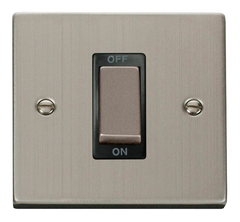 Click Deco Stainless Steel 1G 45A DP Switch Black Insert