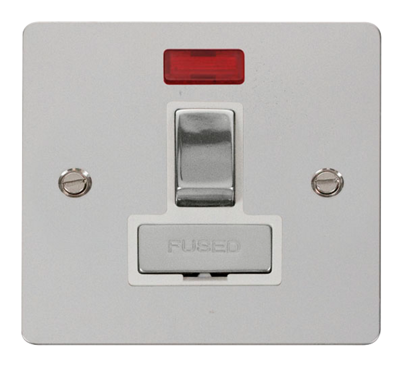 Click Define Polished Chrome 1G 13A Switched Fused Connection Unit & Neon White Insert