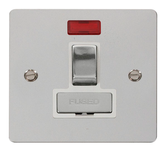 Click Define Polished Chrome 1G 13A Switched Fused Connection Unit & Neon White Insert