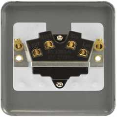 Click Deco Plus Satin Brass 1G 13A Unswitched Fused Connection Unit Black Insert