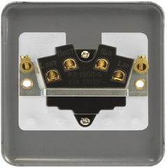 Click Deco Plus Polished Brass 1G 13A Unswitched Fused Connection Unit Black Insert