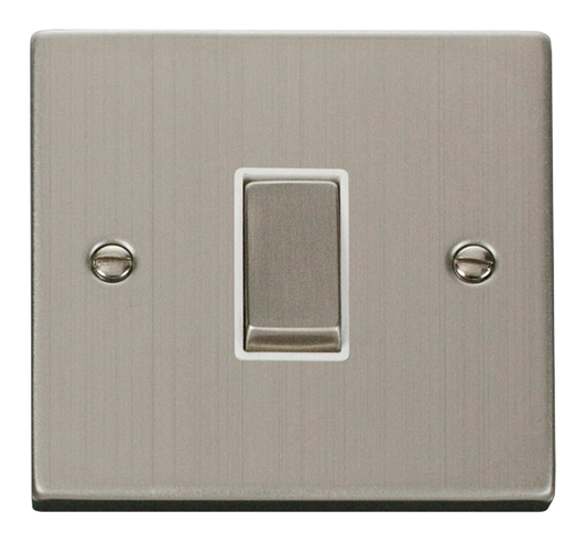 Click Deco Stainless Steel 1G 2W Single Light Switch White Insert