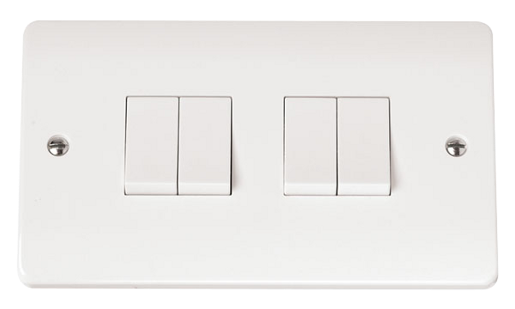 Click Mode White 4G 2W Quadruple Light Switch
