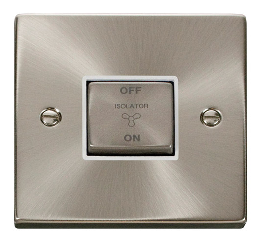 Click Deco Satin Chrome 1G Fan Isolator Switch White Insert