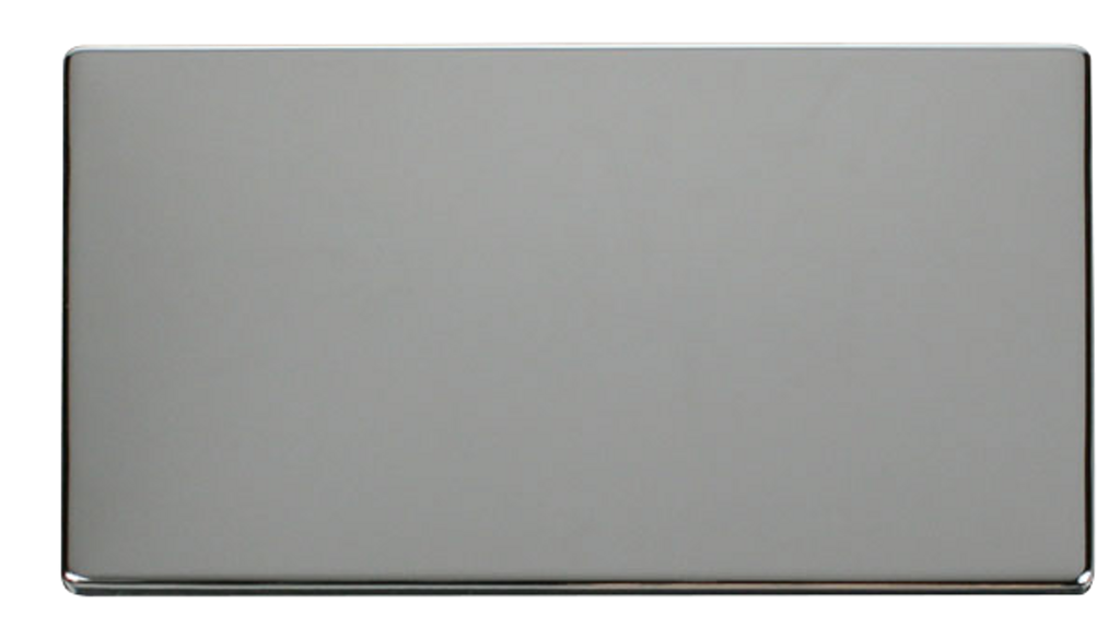 Click Definity Screwless Polished Chrome 2G Double Blank Plate