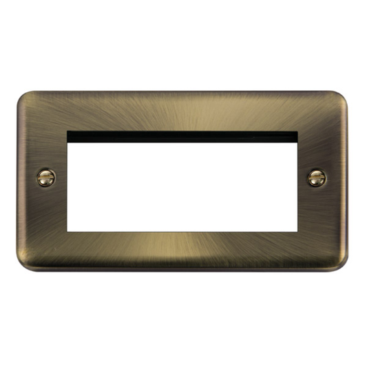 Click Deco Plus Antique Brass 2G 4 Module Euro Media Plate