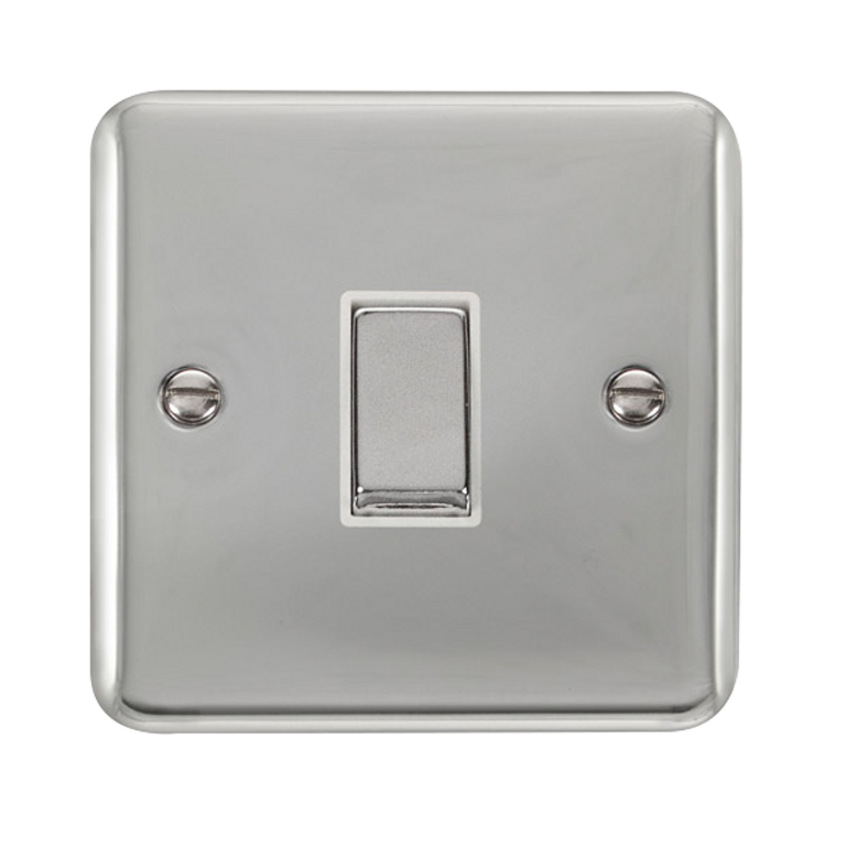 Click Deco Plus Polished Chrome 1G Intermediate Light Switch White Insert