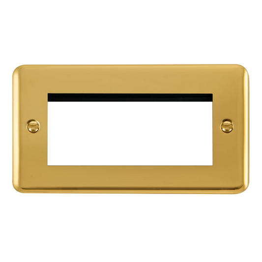 Click Deco Plus Polished Brass 2G 4 Module Euro Media Plate