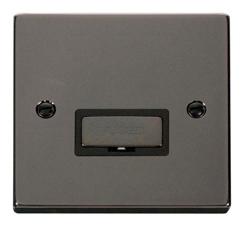 Click Deco Black Nickel 1G 13A Unswitched Fused Connection Unit Black Insert