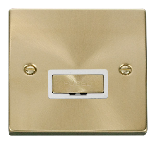 Click Deco Satin Brass 1G 13A Unswitched Fused Connection Unit White Insert