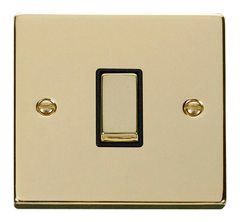 Click Deco Polished Brass 1G Intermediate Light Switch Black Insert