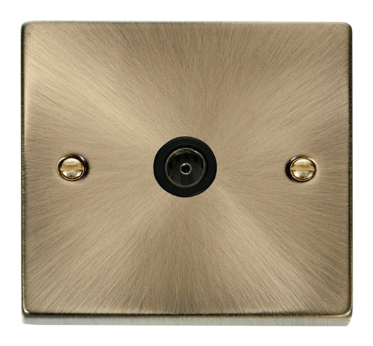 Click Deco Antique Brass 1G TV Coaxial Outlet Black Insert