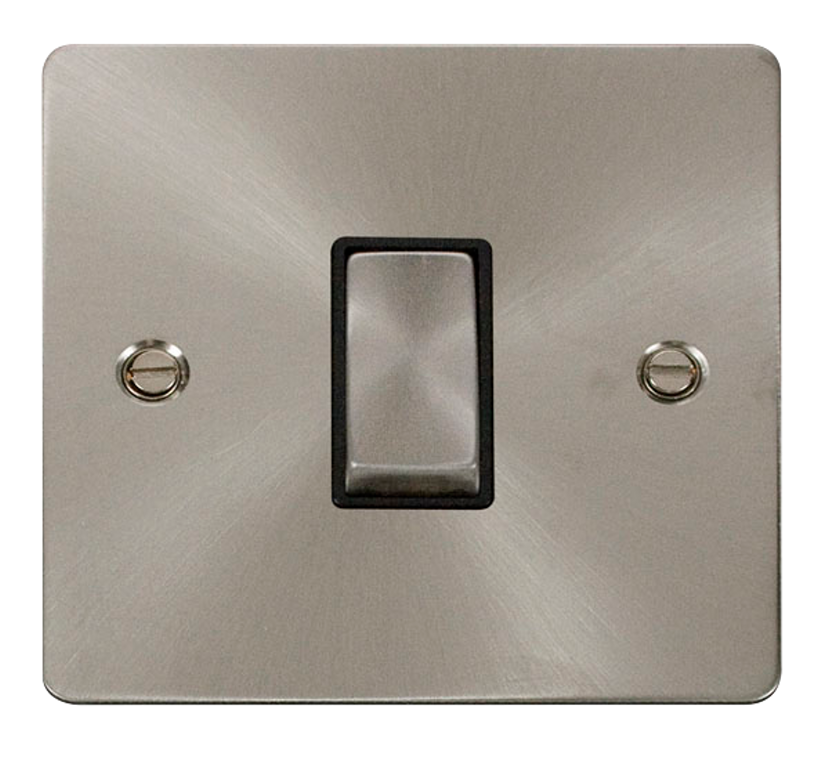 Click Define Brushed Stainless 1G 2W Single Light Switch Black Insert