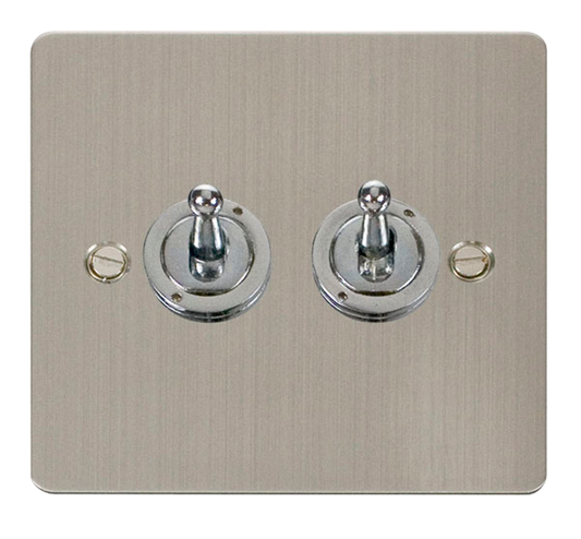 Click Define Stainless Steel 2G 2W Double Dolly Light Switch