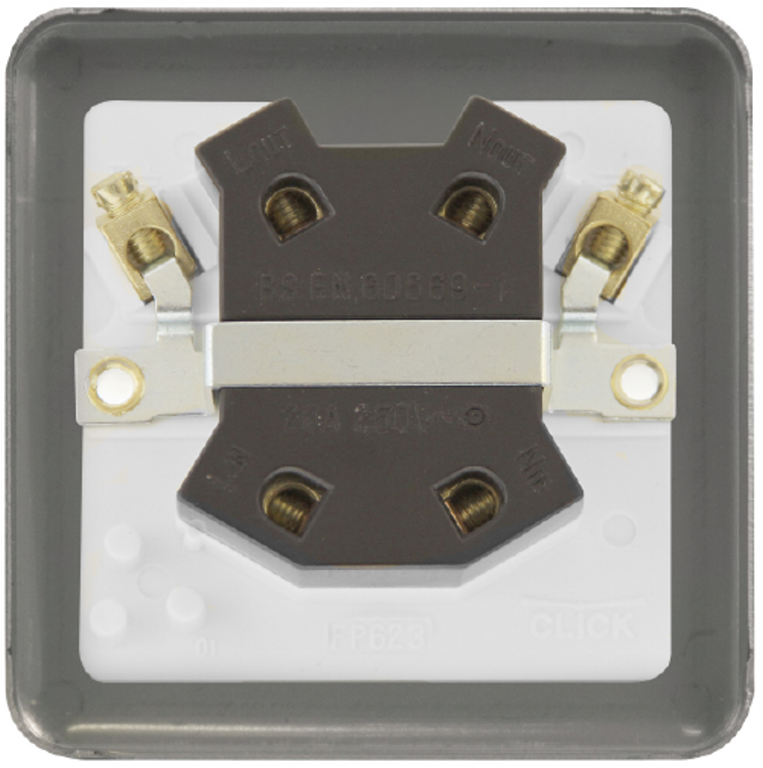 Click Deco Plus Stainless Steel 1G 20A DP Switch White Insert