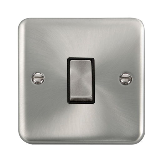 Click Deco Plus Satin Chrome 1G Intermediate Light Switch Black Insert