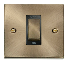 Click Deco Antique Brass 1G 45A DP Switch Black Insert