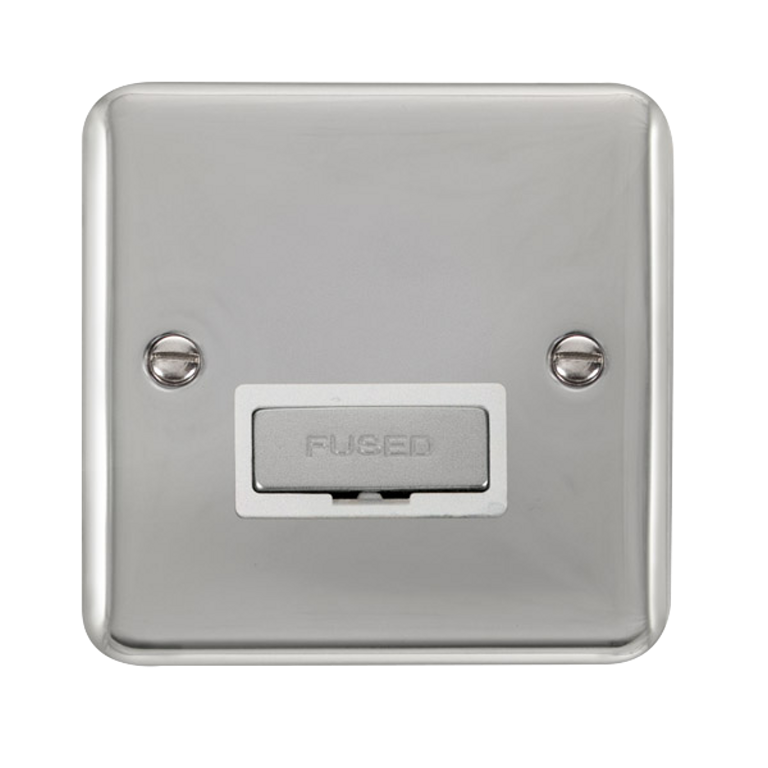 Click Deco Plus Polished Chrome 1G 13A Unswitched Fused Connection Unit White Insert