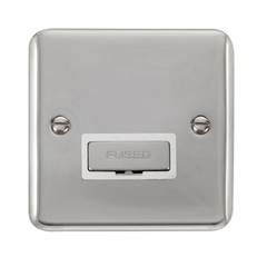 Click Deco Plus Polished Chrome 1G 13A Unswitched Fused Connection Unit White Insert