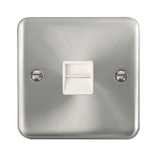 Click Deco Plus Satin Chrome 1G Single BT/Telephone Slave Outlet White Insert