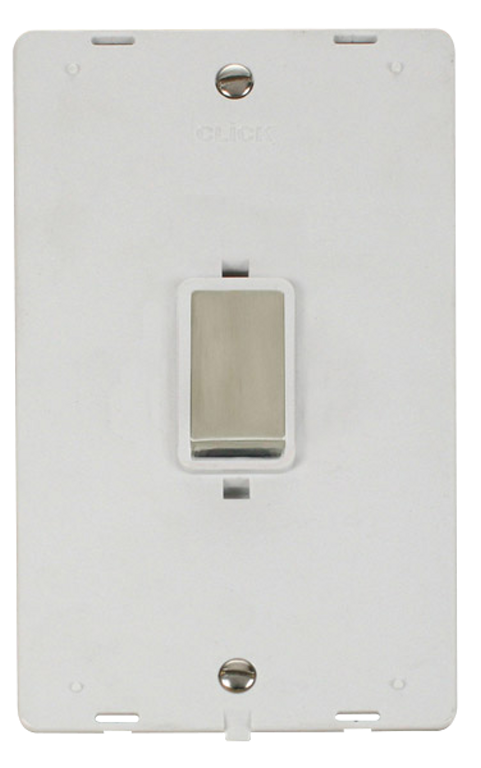 Click Definity Screwless Stainless Steel 2G 45A DP Vertical Switch White Insert