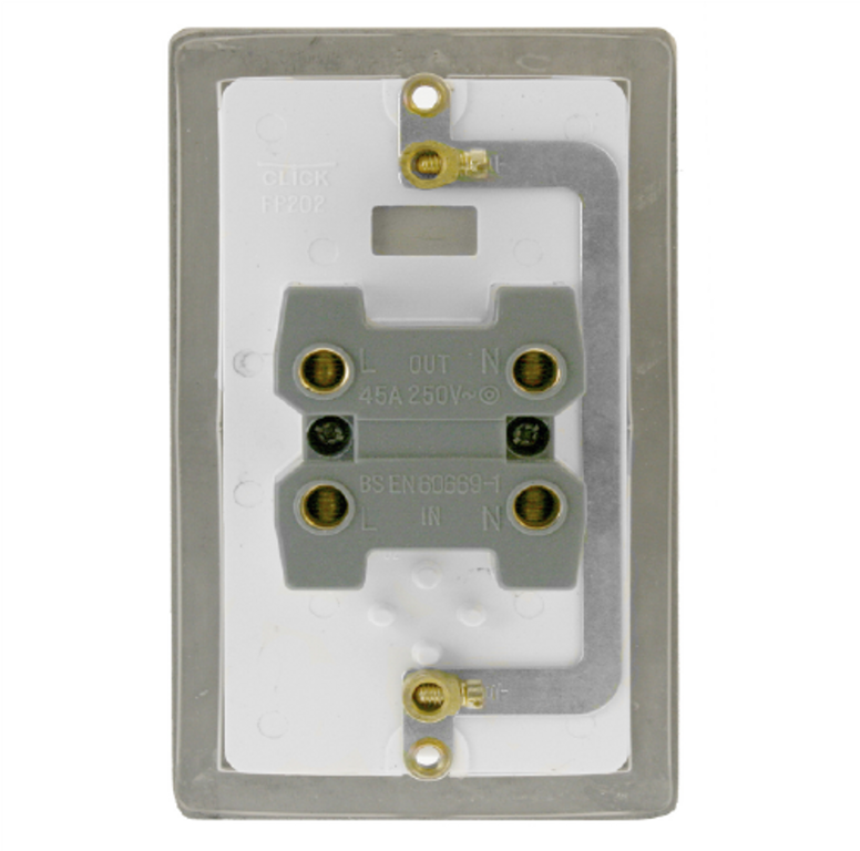 Click Define Brushed Stainless 2G 45A DP Vertical Switch White Insert