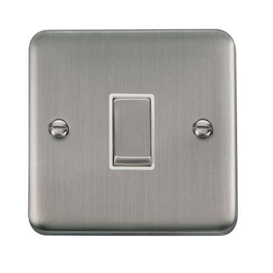 Click Deco Plus Stainless Steel 1G 2W Single Light Switch White Insert