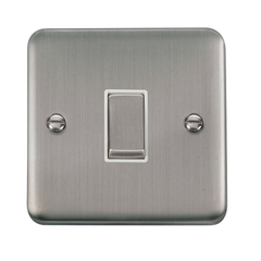 Click Deco Plus Stainless Steel 1G 2W Single Light Switch White Insert