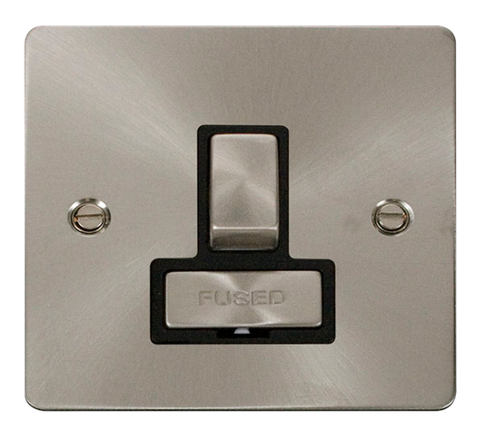 Click Define Brushed Stainless 1G 13A Switched Fused Connection Unit Black Insert