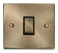 Click Deco Antique Brass 1G Intermediate Light Switch Black Insert