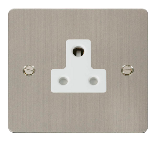 Click Define Stainless Steel 1G 5A Round Pin Single Socket White Insert