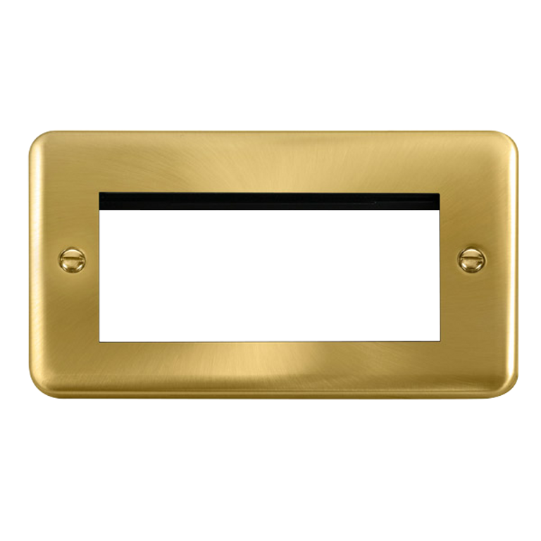 Module Media Plate Click Deco Plus Satin Brass 2G 4 Module Euro Media Plate – Sparky Direct