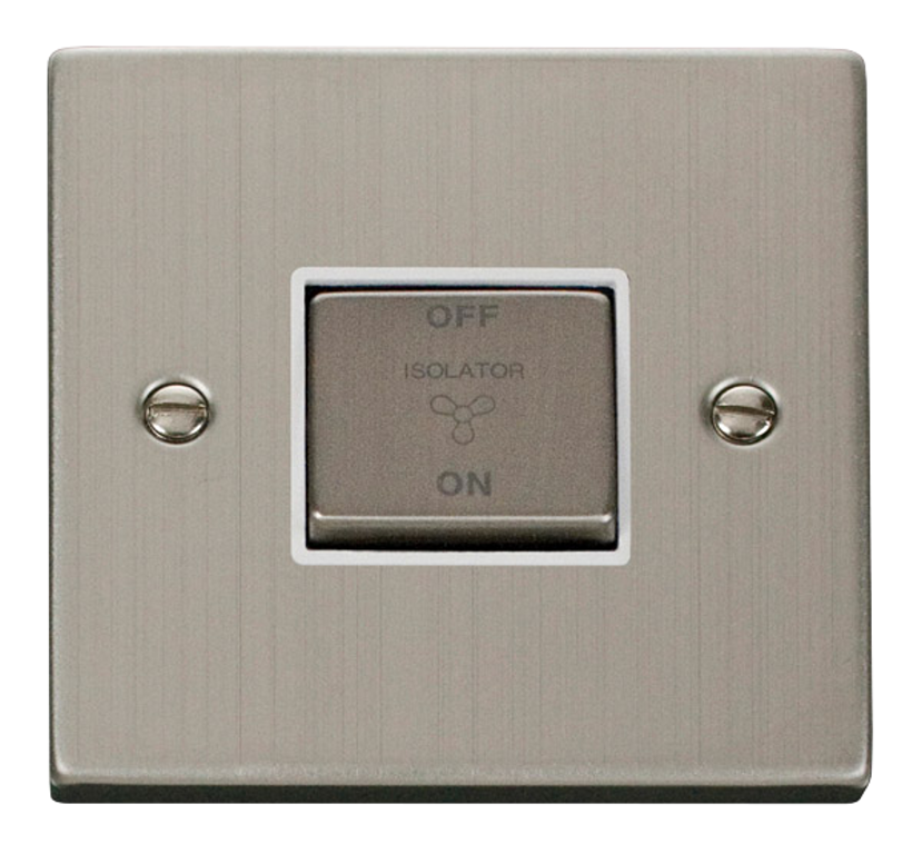 Click Deco Stainless Steel 1G Fan Isolator Switch White Insert – Sparky