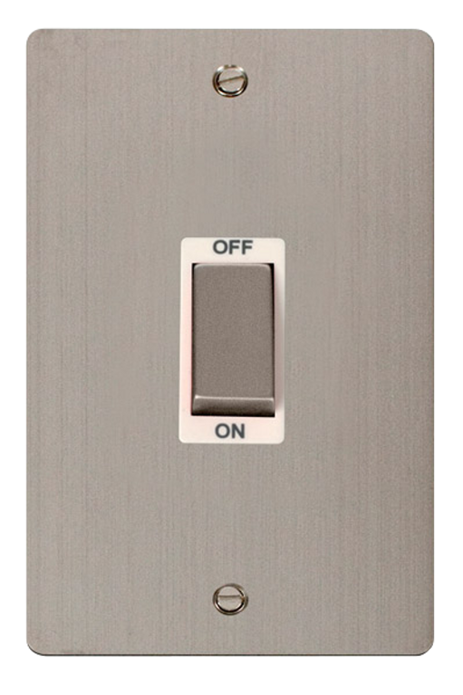 Click Define Stainless Steel 2G 45A DP Vertical Switch White Insert
