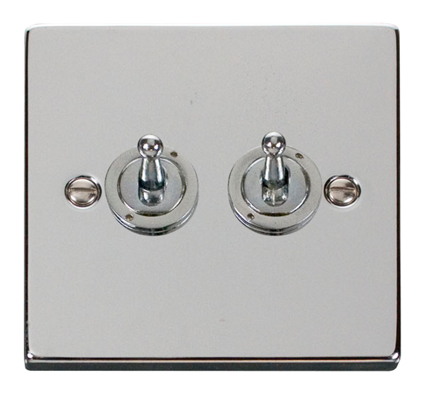 Click Deco Polished Chrome 2G 2W Double Dolly Light Switch