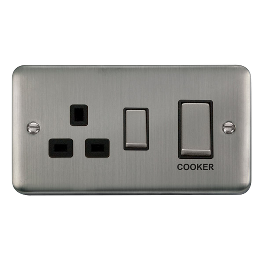 Click Deco Plus Stainless Steel 2G 45A DP Cooker Control Unit Black Insert