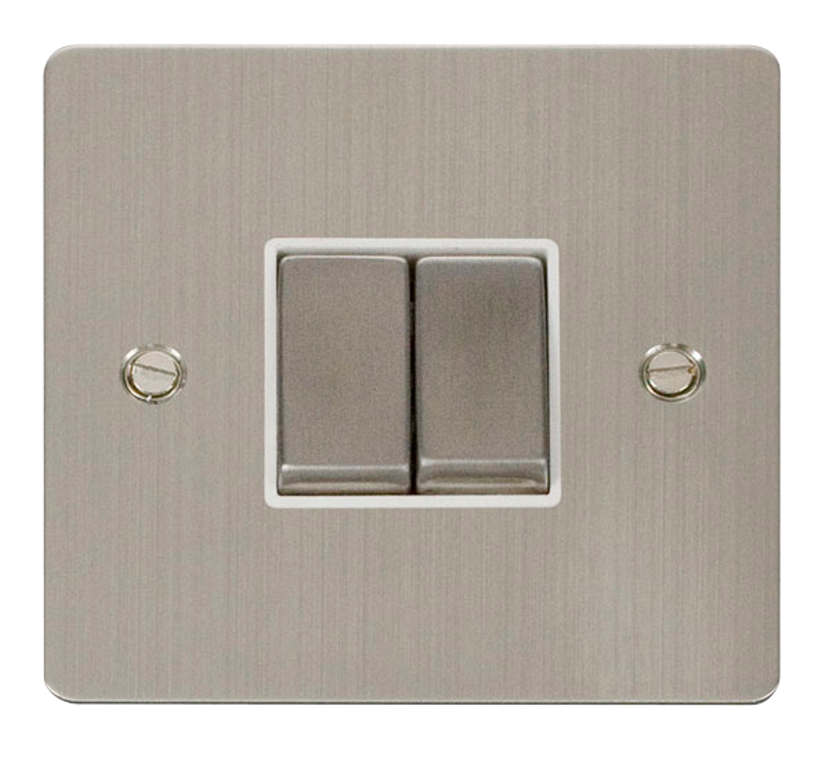 Click Define Stainless Steel 2G 2W Double Light Switch White Insert