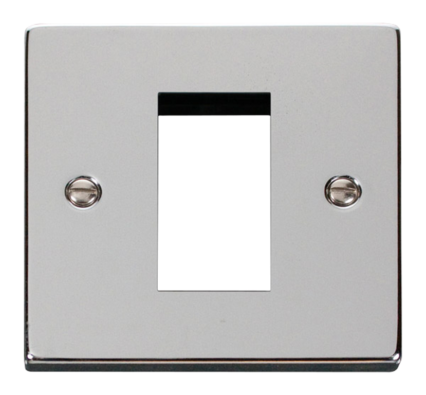 Click Deco Polished Chrome 1G 1 Module Euro Media Plate