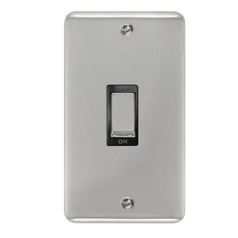 Click Deco Plus Polished Chrome 2G 45A DP Vertical Switch Black Insert